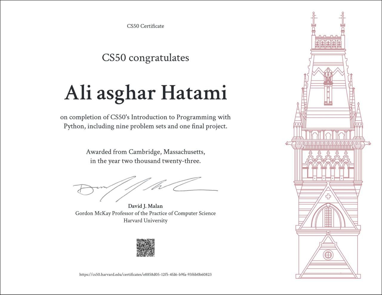 Harvard CS50 Certificate